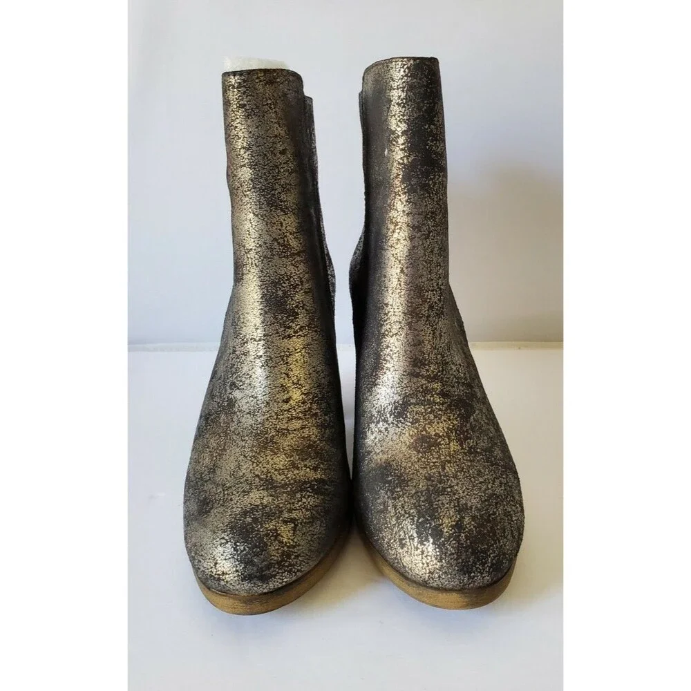 DENIM & SUPPLY RALPH LAUREN MARIELA Metallic Silver LEATHER BOOTIE Boots 8 B